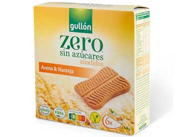 Snack Avena / Naranja - meergranenreep suikervrij 40029. Tarwebloem , zoetstof (maltitol), plantaardige olie (zonnebloemolie met hoog oliezuurgehalte), plantaardige vezels, haverzemelen, havervlokken, 
						havermeel, rijsmiddelen (natriumwaterstofcarbonaat en ammoniumwaterstofcarbonaat), zout, aroma van sinaasappel, aroma , kaneel . Kan sporen van noten, melk en soja bevatten.
